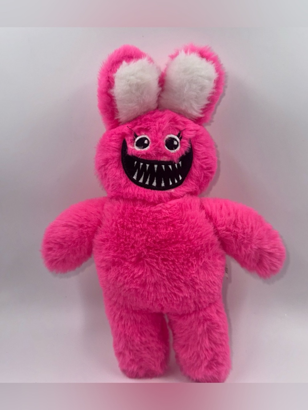 11” Pink Plush Scary Monster Rabbit Stuffed Animal With Sharp Teeth - Unbranded